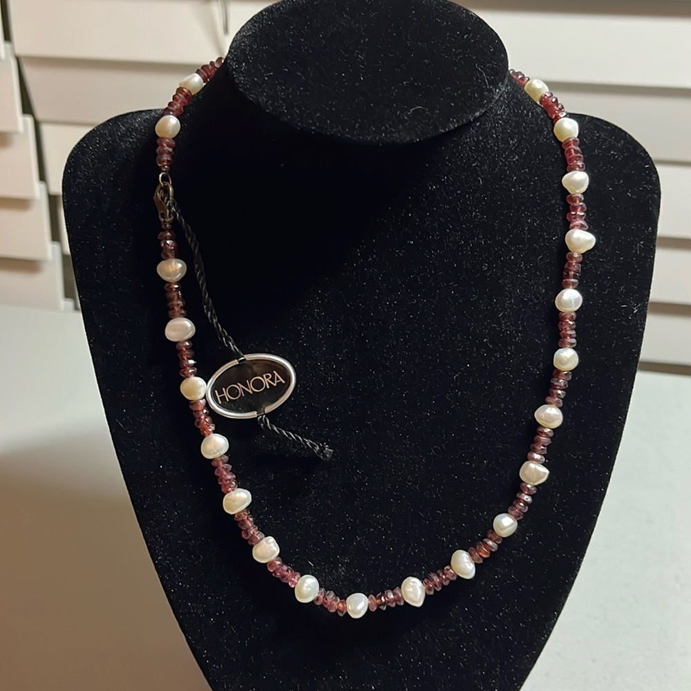 Honora cultured pearl and brown beaded 19 inch necklace 